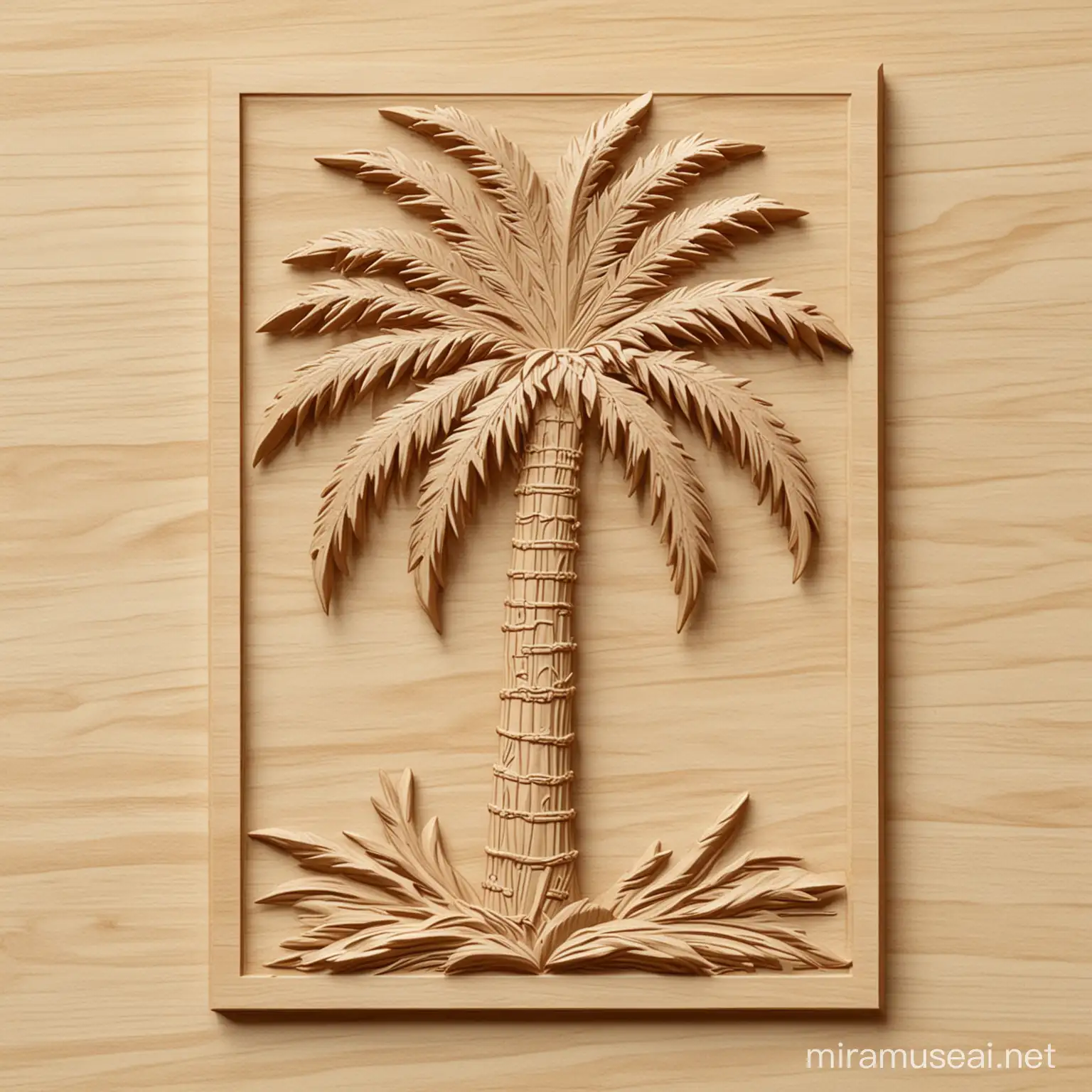Tropical Palm Tree CNC Carving STL Model for Woodworking Projects