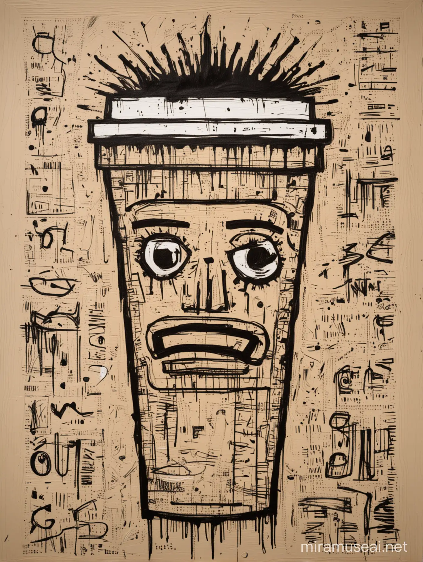 Vibrant Coffee Art Inspired by Basquiats Style