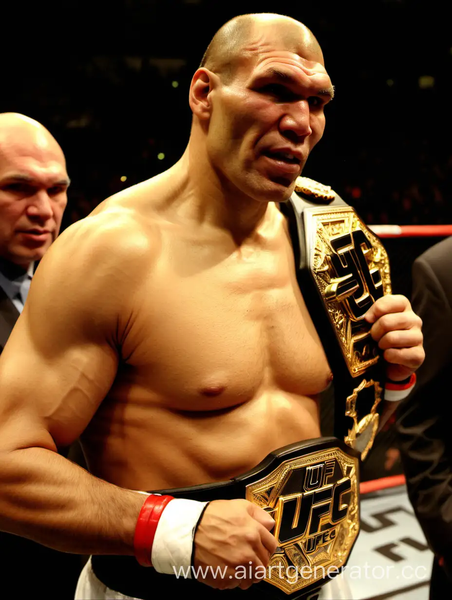 Nikolai-Valuev-Celebrating-UFC-Victory-with-Championship-Belt