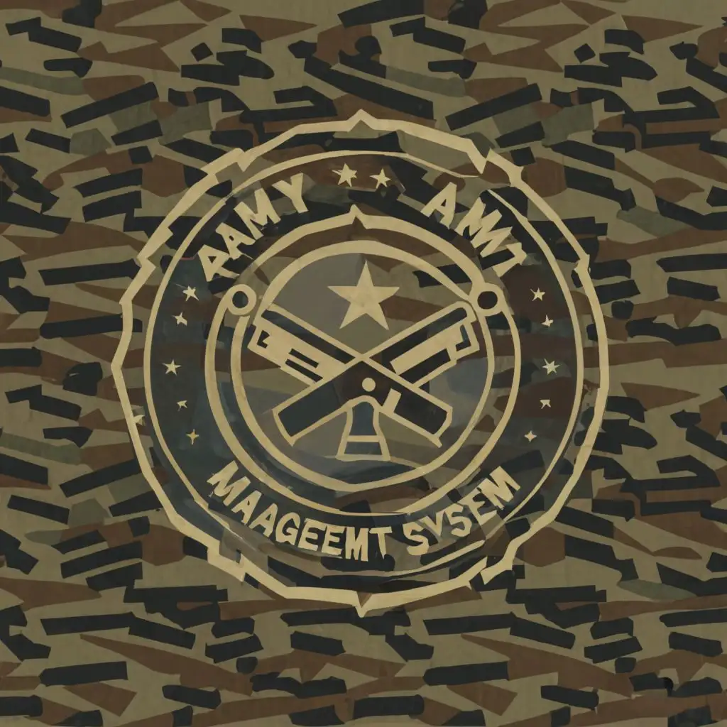 a logo design,with the text "Army Management System", main symbol:army, gun, soldiers,Moderate,clear background