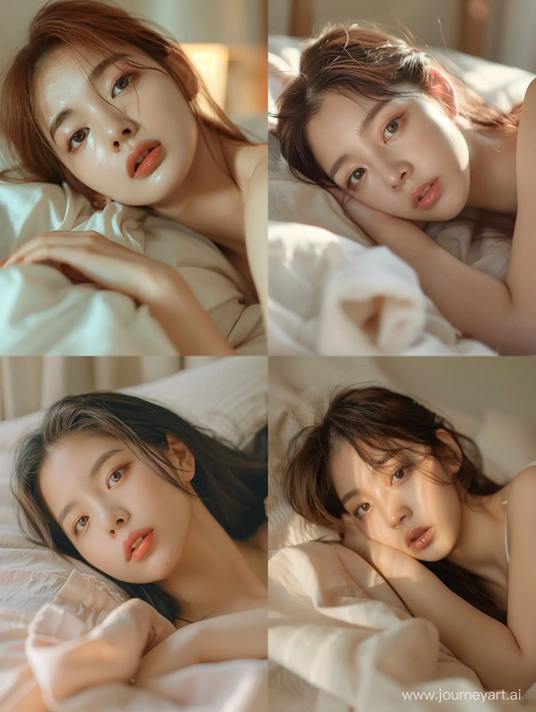 Youthful-Asian-Woman-Resembling-Blackpinks-Jennie-Resting-on-Bed