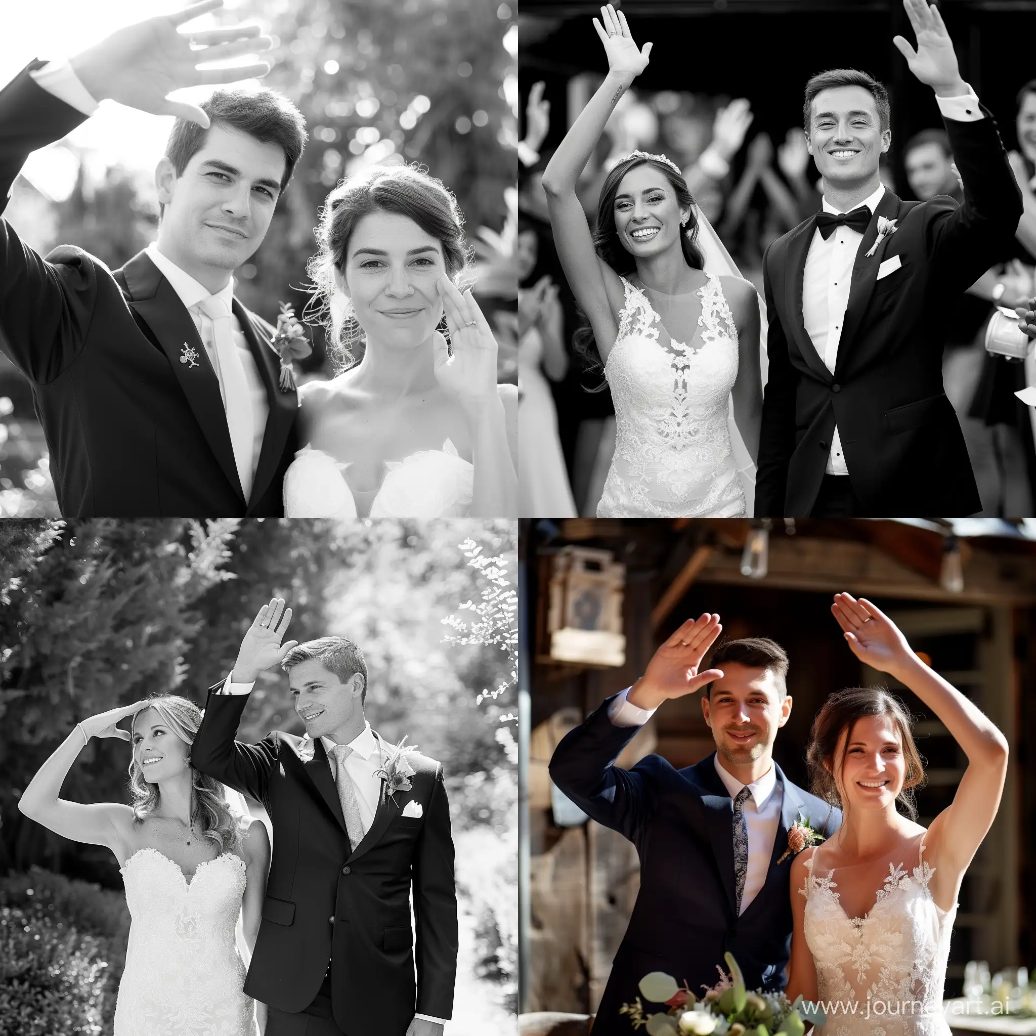 Elegant-Bride-and-Groom-Saluting-in-Celebration