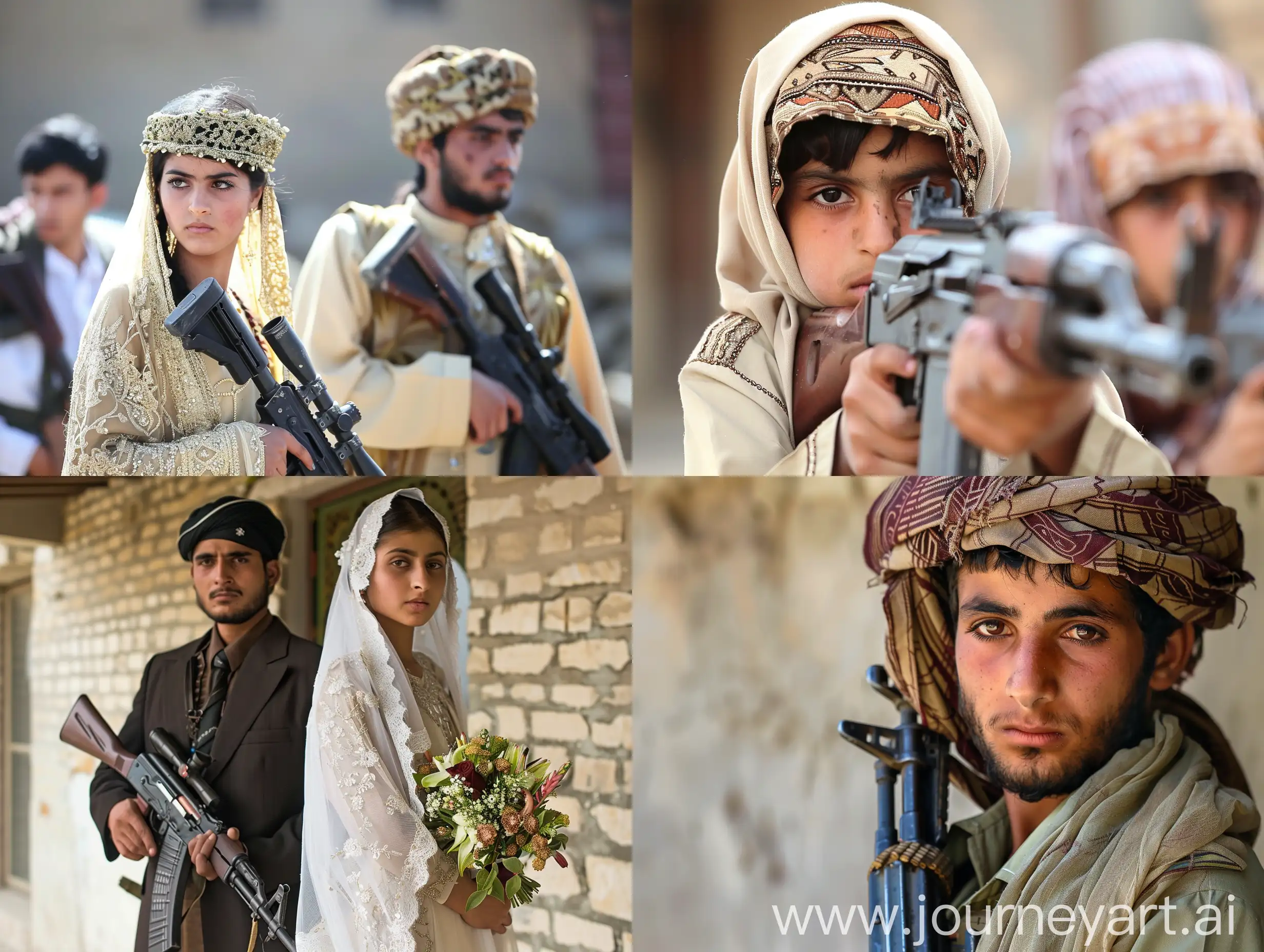 Young Pashto wedding with rifle