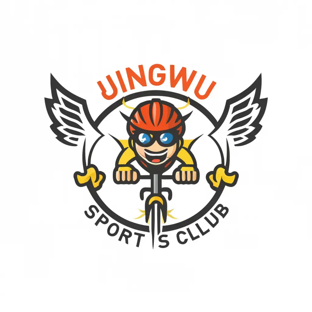a logo design,with the text "Jingwu Sports Club", main symbol:Cycling Speed Sense Humorous,Minimalistic,be used in Sports Fitness industry,clear background