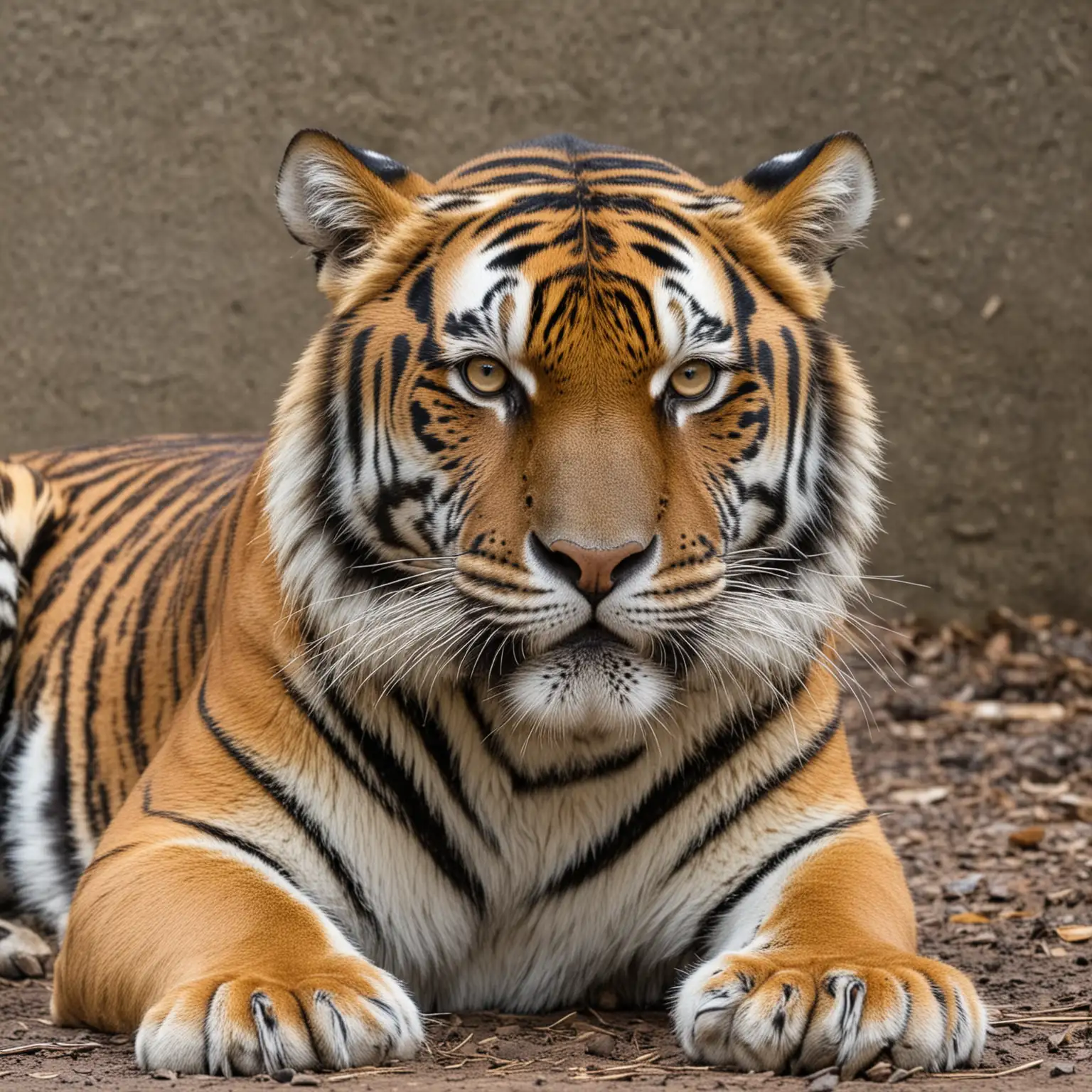 Tiger in Repose Intense Gaze Awaiting Prey