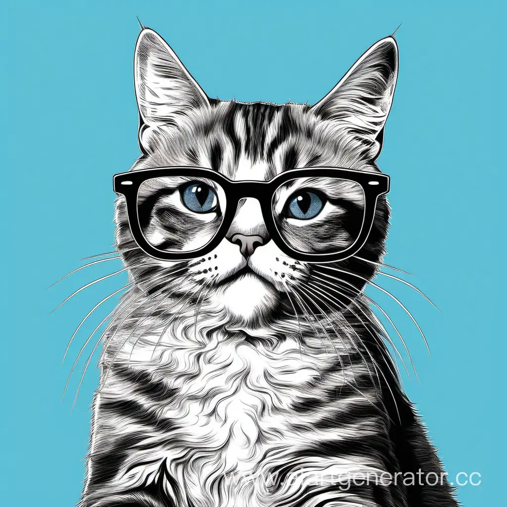 Cat-Wearing-Glasses-Playful-Feline-Humor-on-Blue-Background