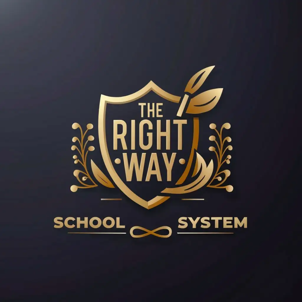 LOGO-Design-for-The-Right-Way-School-System-3D-Shield-Badge-with-Book-Symbol-Typography