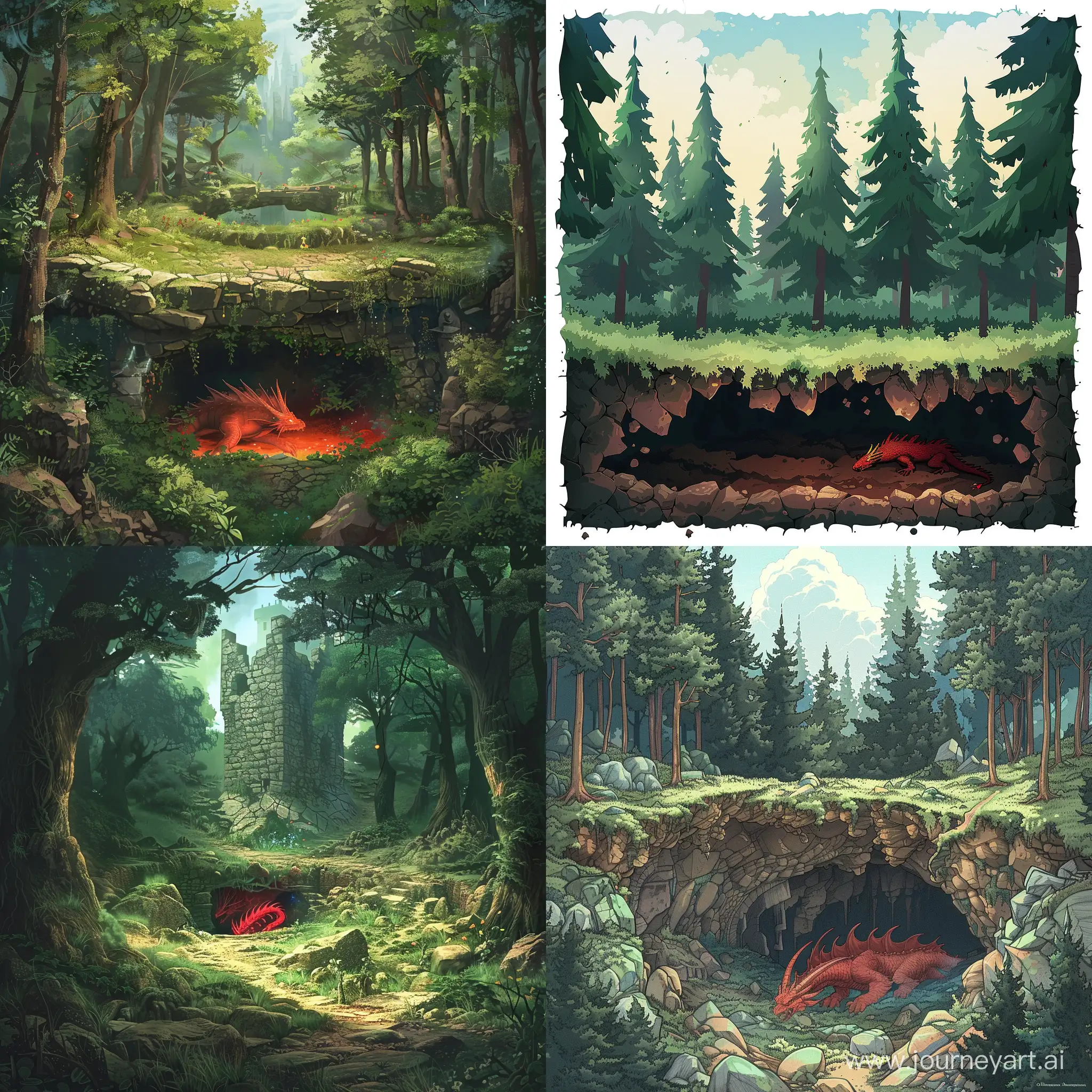 Enchanted-Forest-Dungeon-with-Red-Dragon-Lair