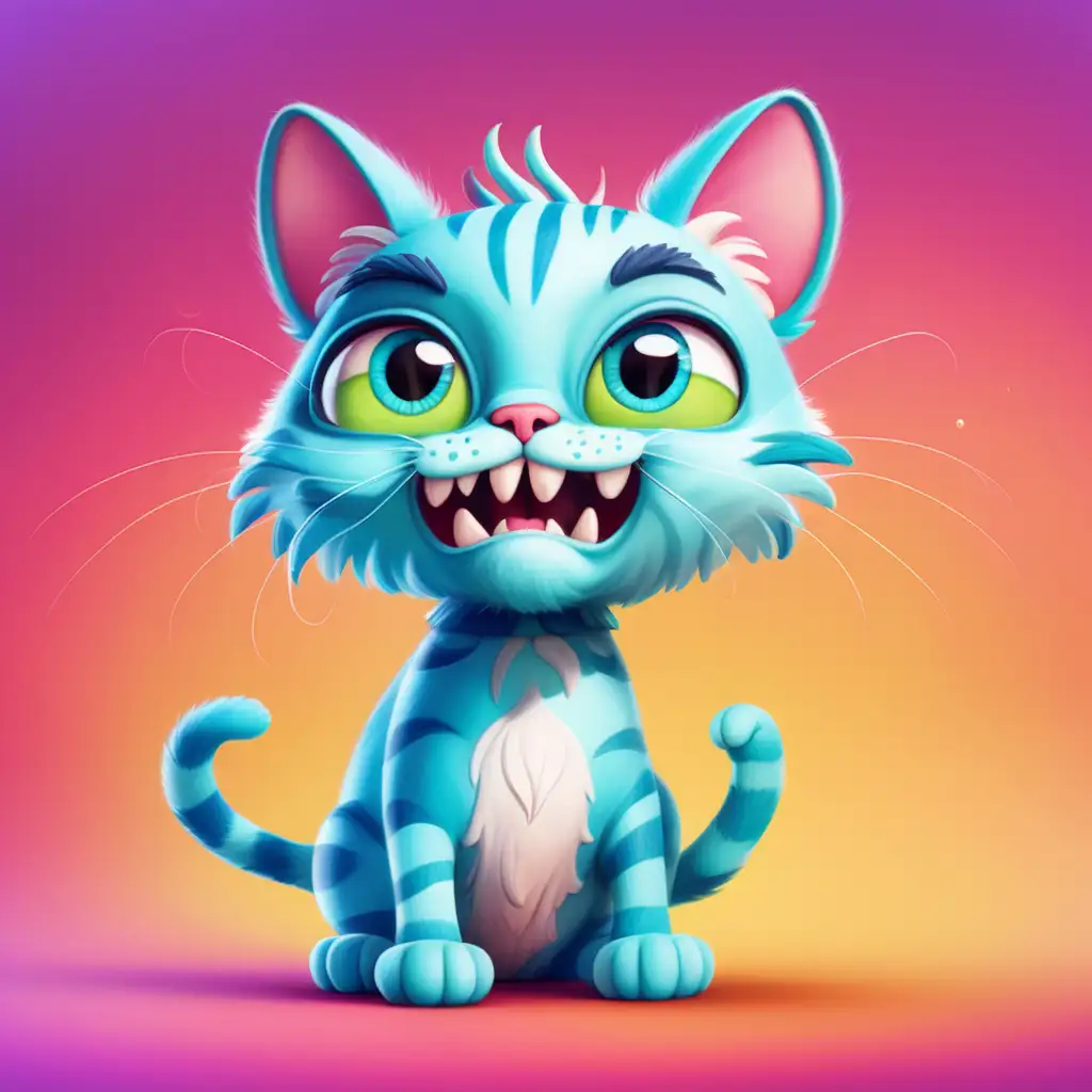 Whimsical Cat Character on Vibrant Background