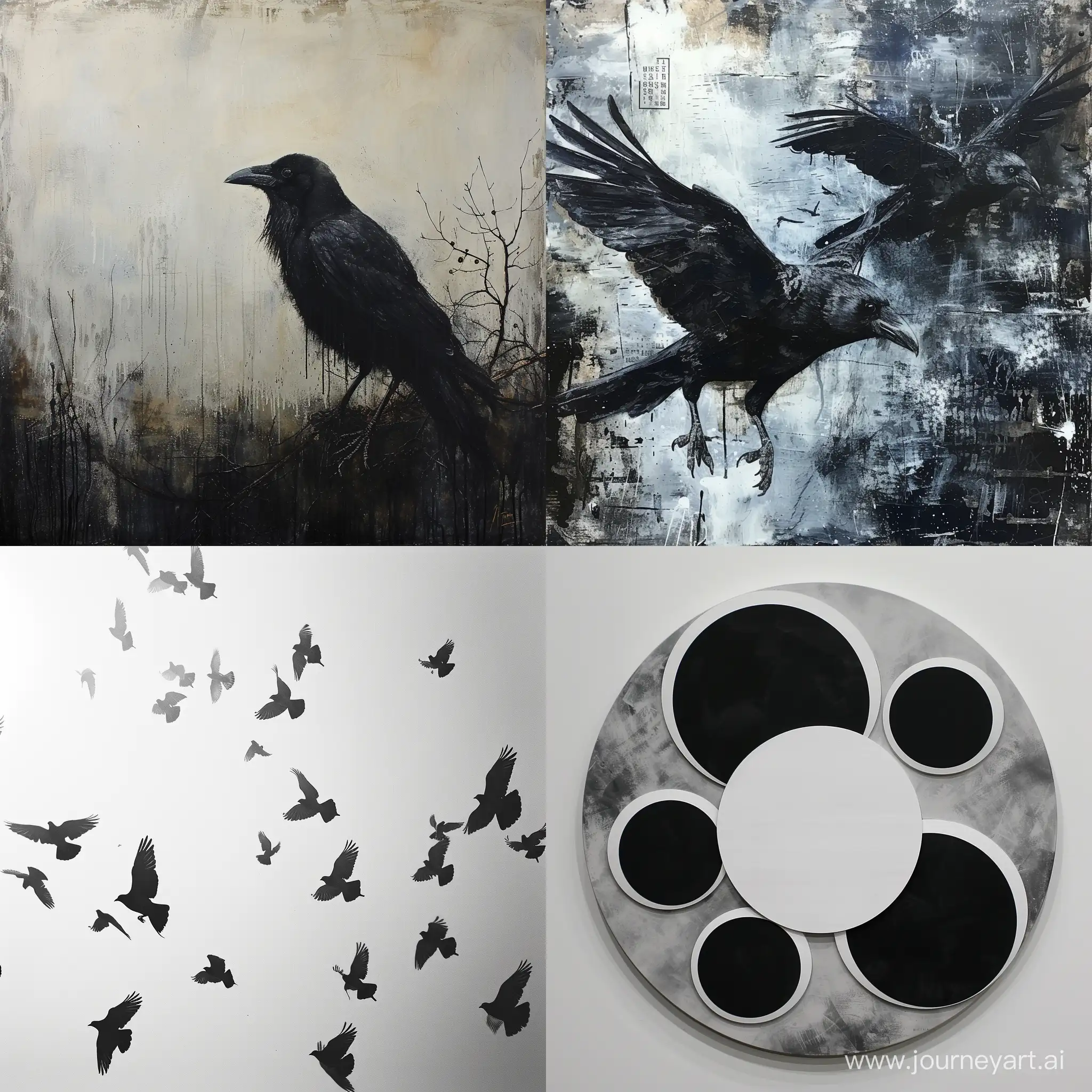 Crow-Among-Many-Black-Birds-Logo-in-White-Background
