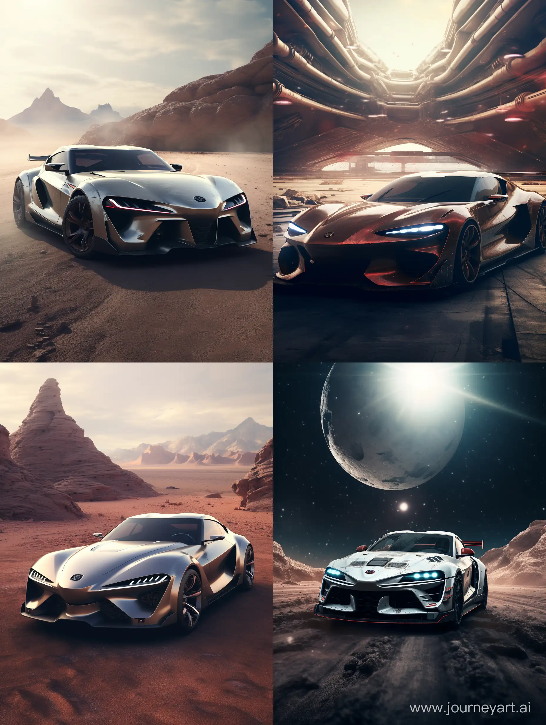 Toyota supra hybrid car going in mars.8k,cinematic