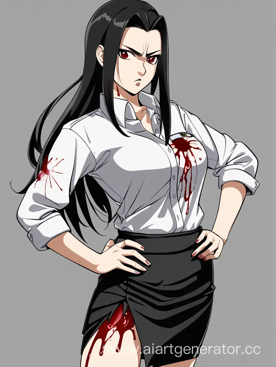 Surprised-Girl-with-Gunshot-Wound-in-Classic-Outfit