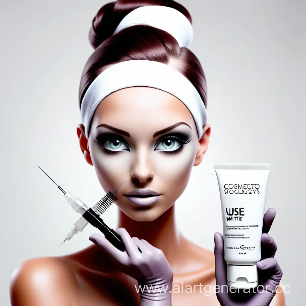 advertising for cosmetologists showing a supplier of products for injection cosmetology "use a white background"