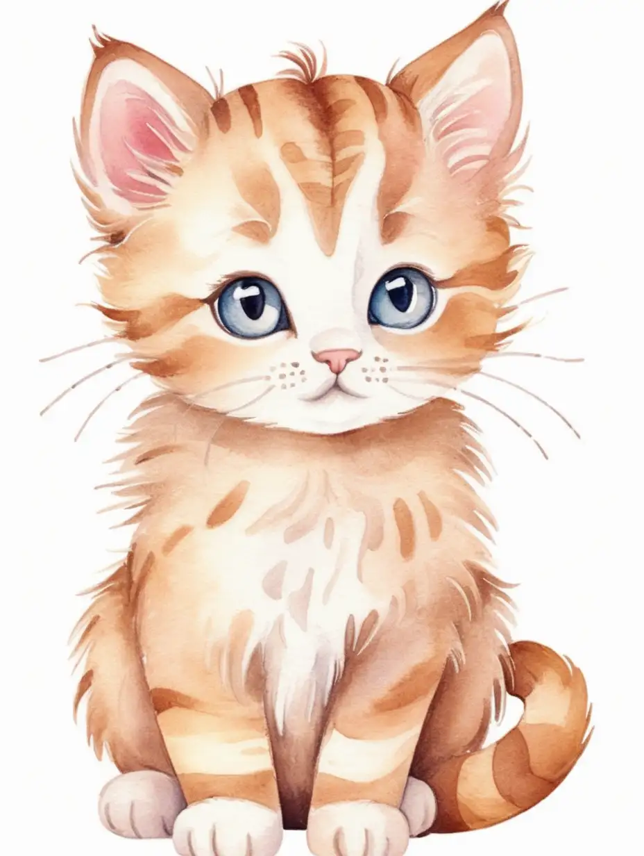 Adorable Watercolor Cat Clipart for Kids Princess Cat Illustration