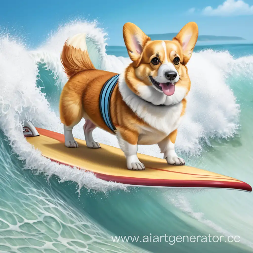 Cute-Corgi-Surfing-on-a-Colorful-Surfboard
