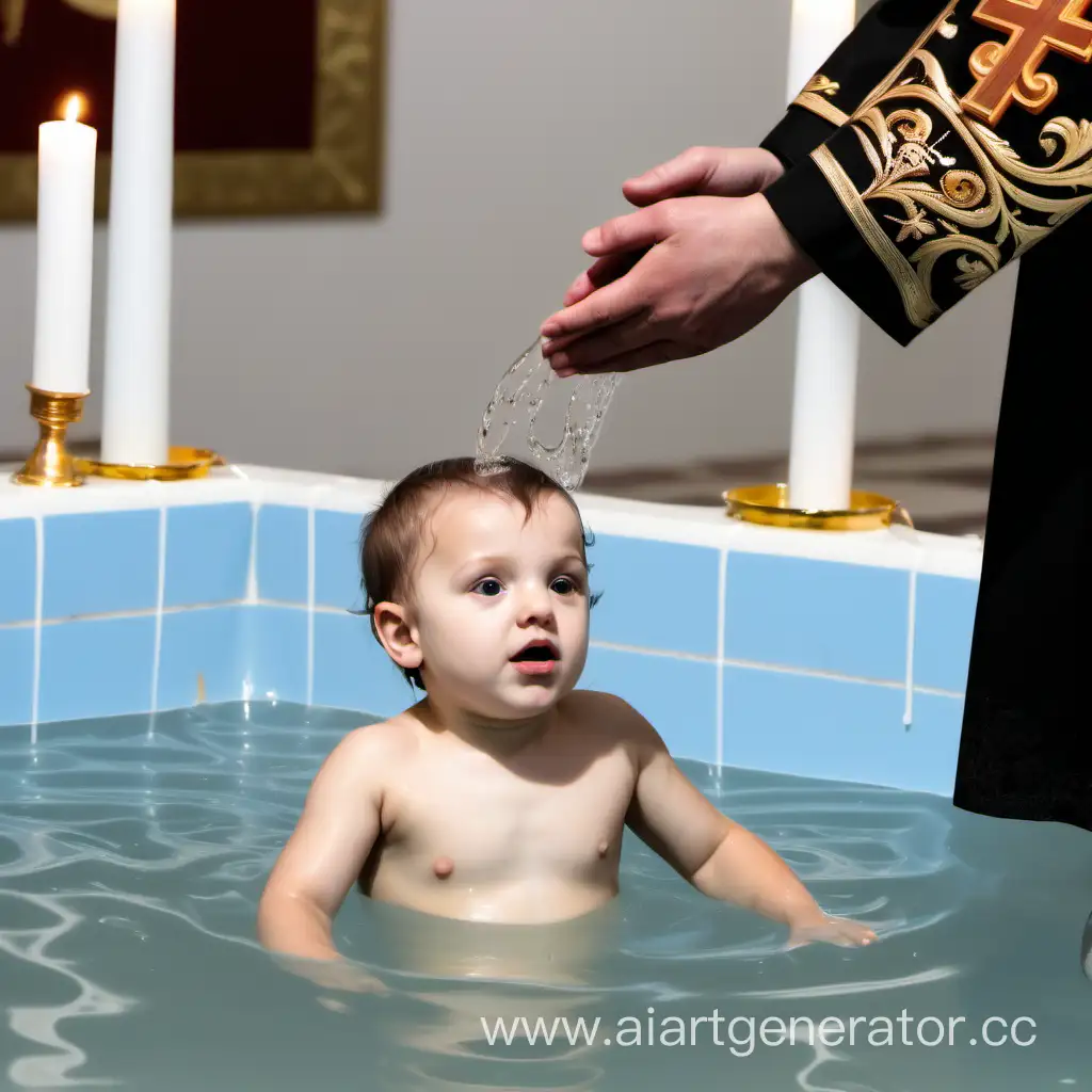 крещение ребенка в православном храме, окунание в воду