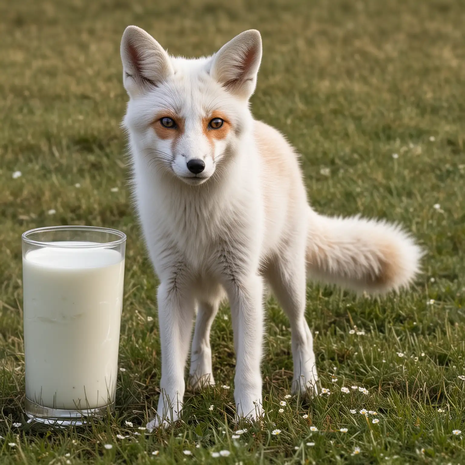 Cute Milk Fox in a Whimsical Meadow
