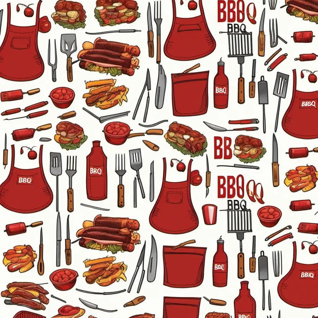 Vibrant BBQ Cookout Pattern Friends Enjoying Grilled Delicacies in a Festive Atmosphere