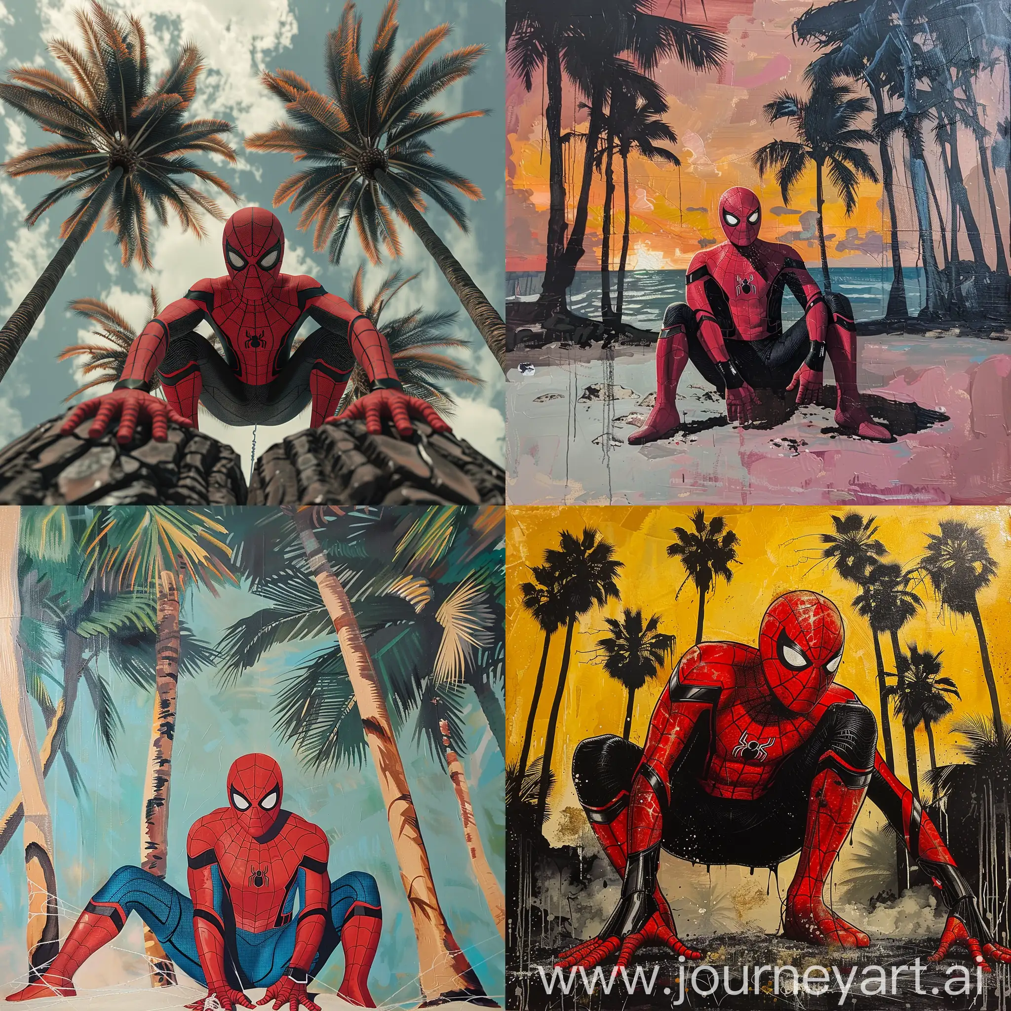 Spiderman-Swinging-Among-Tropical-Palms