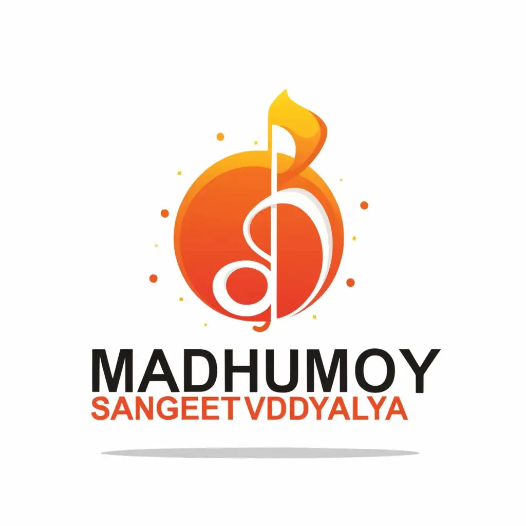 a logo design,with the text "MADHUMOY SANGEET VIDYALAYA", main symbol:Music instrument,Moderate,be used in Education industry,clear background