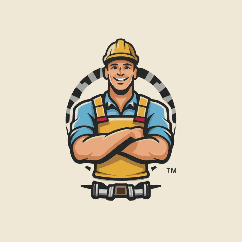 a logo design,with the text "web contractor", main symbol:builder with arms crossed smiling clip art realistic,Moderate,clear background