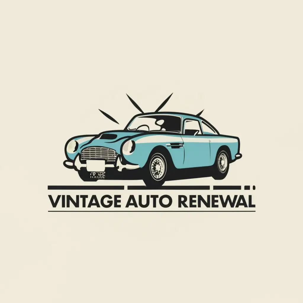 a logo design,with the text "Vintage Auto Renewal", main symbol:Aston Martin DB5 1964,Moderate,clear background