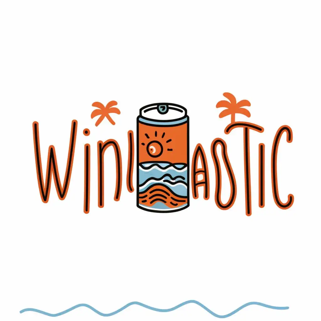 a logo design,with the text "Winetastic", main symbol:Can, Beach, Wine, Chill,complex,clear background