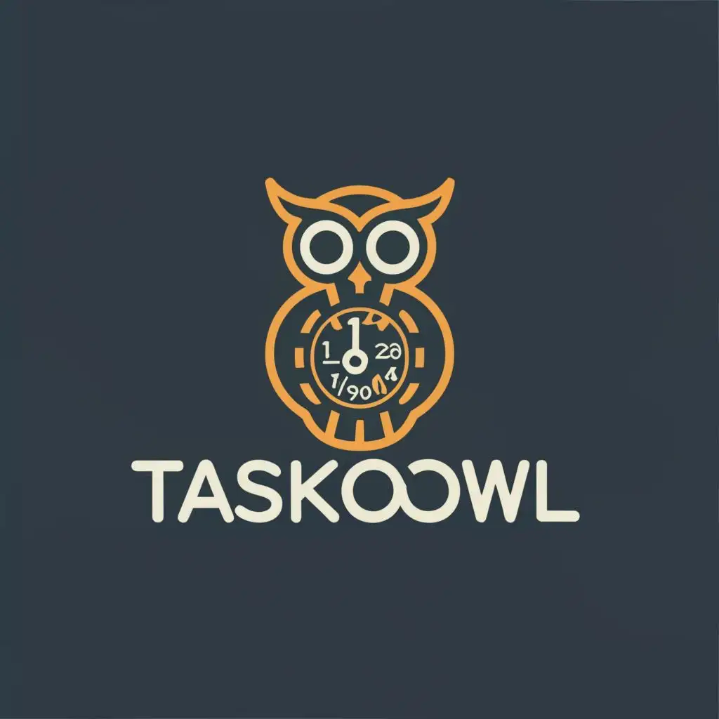 logo, owl with an clock, with the text "TaskOwl", typography, be used in Technology industry