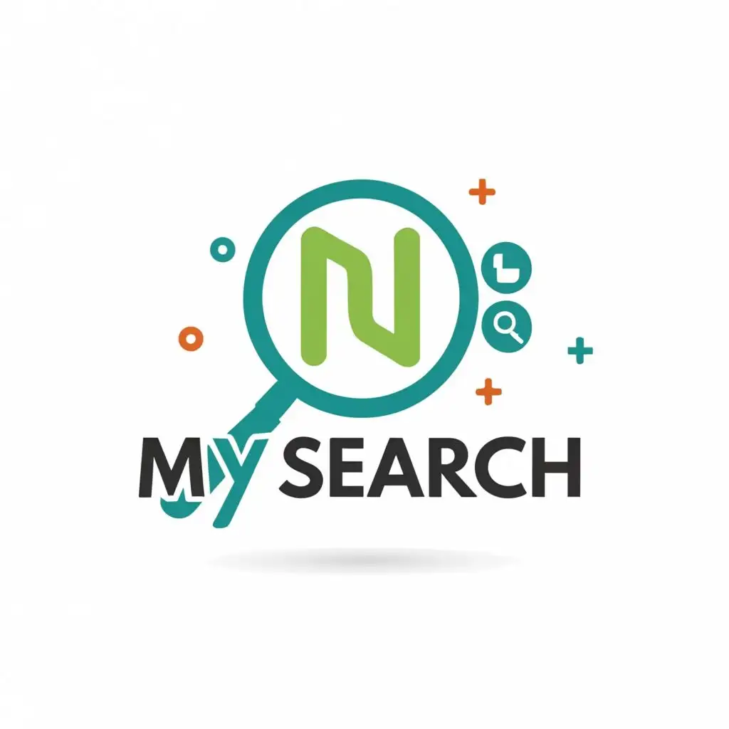 logo, a magnifying glass, with the text "MySearch", typography, be used in Internet industry