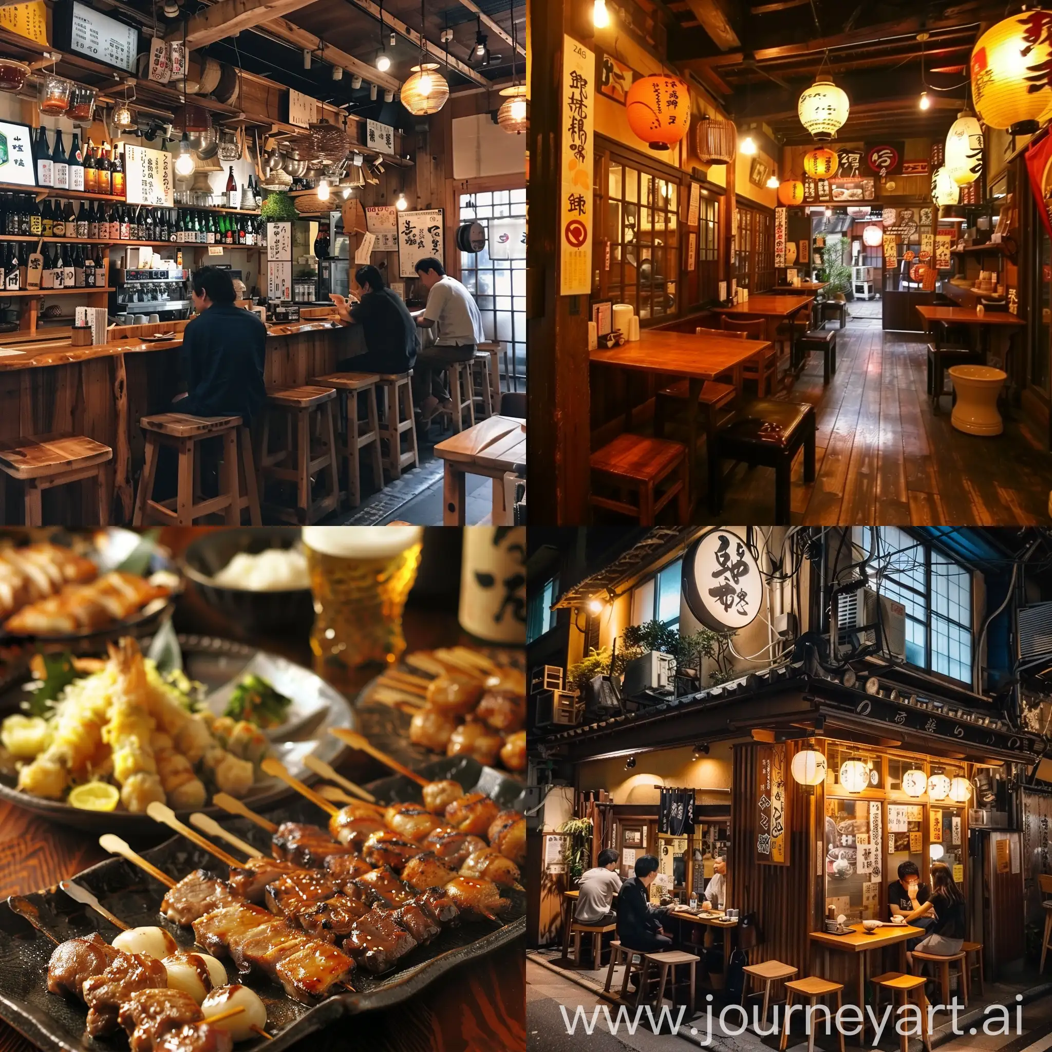 Traditional-Japanese-Izakaya-Interior-with-Lanterns-and-Wooden-Tables