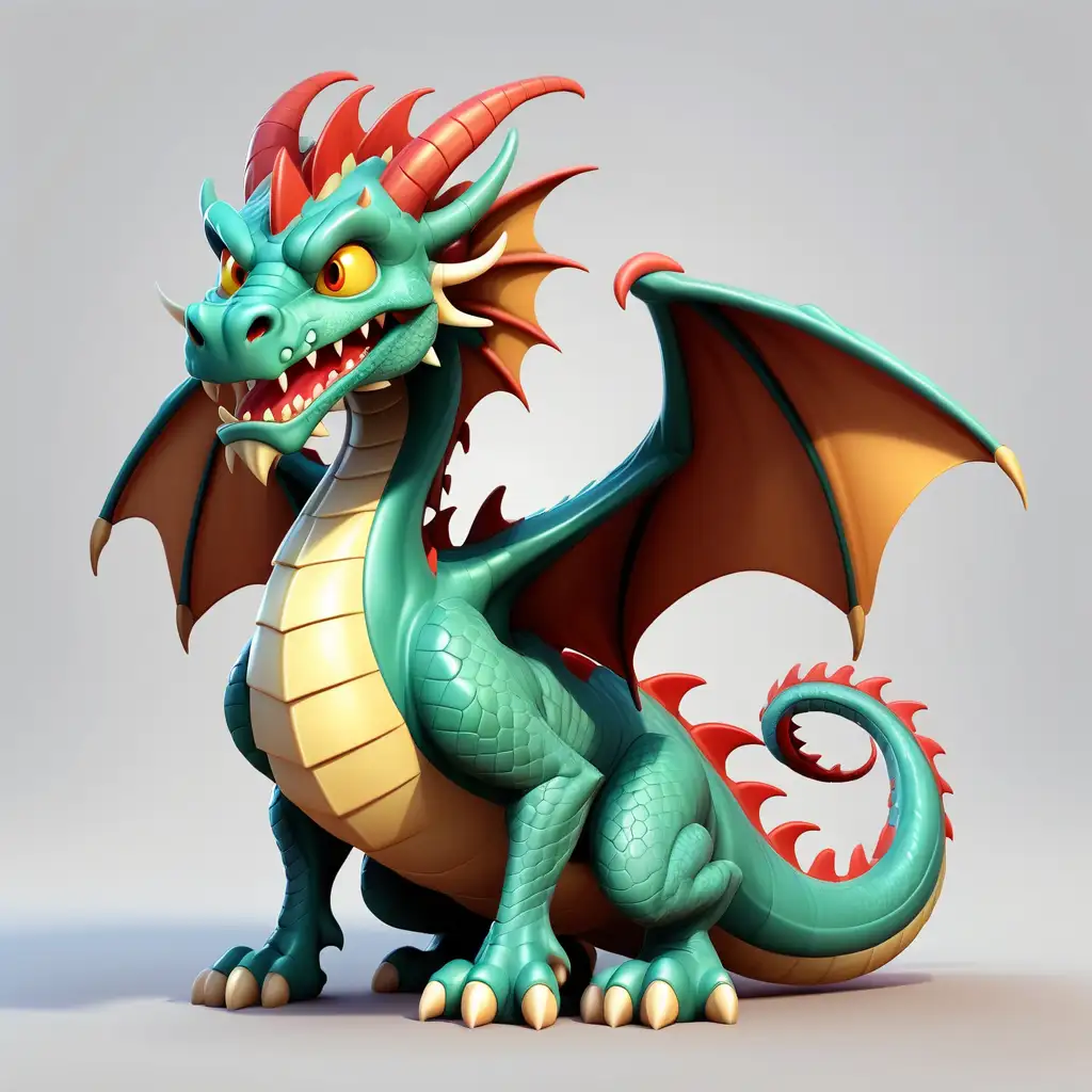 fantasy dragon in cartoon style in full body with clear background