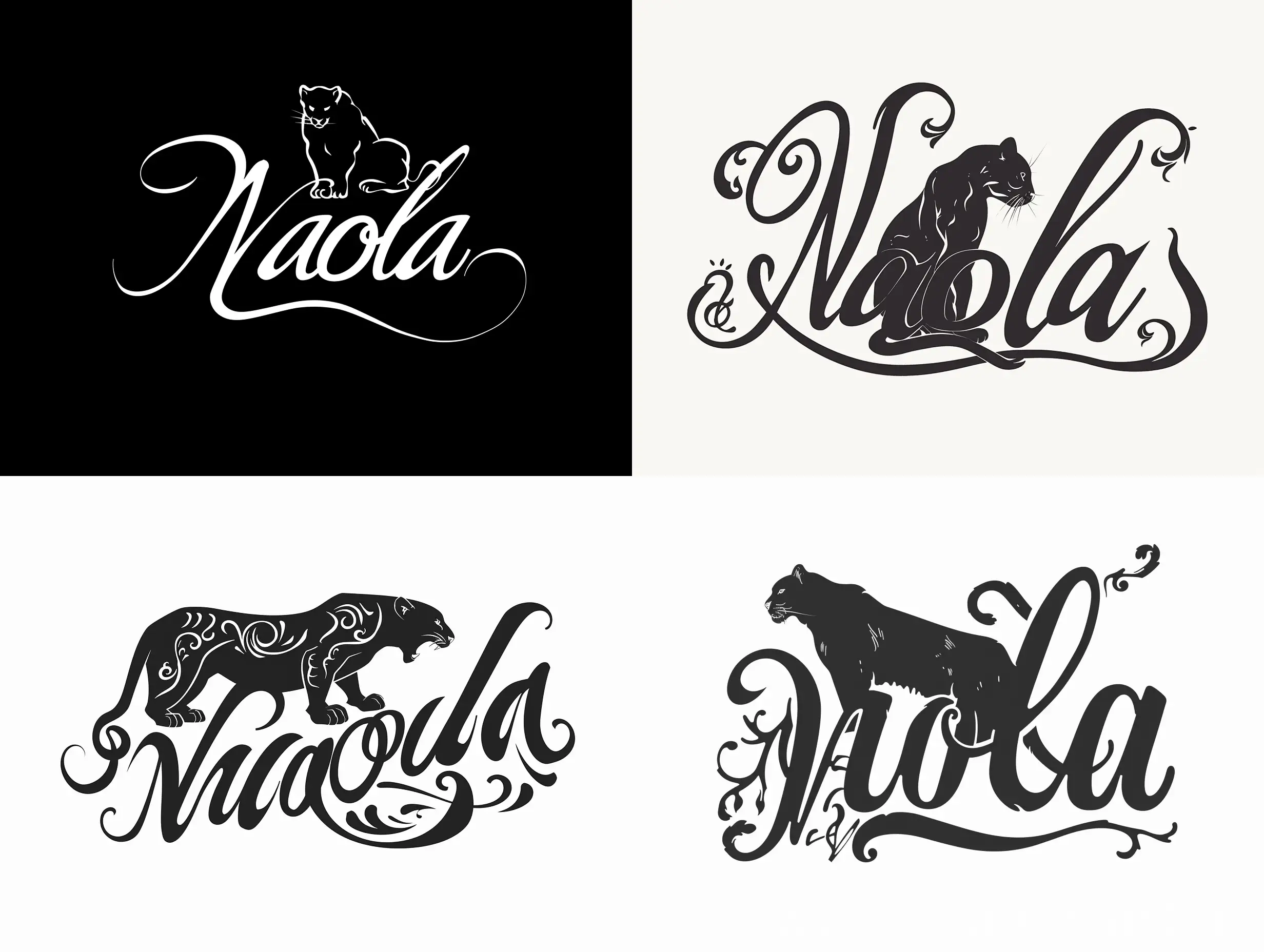 Minimalistic-Panther-Logo-Design-Naola-in-Black-and-White
