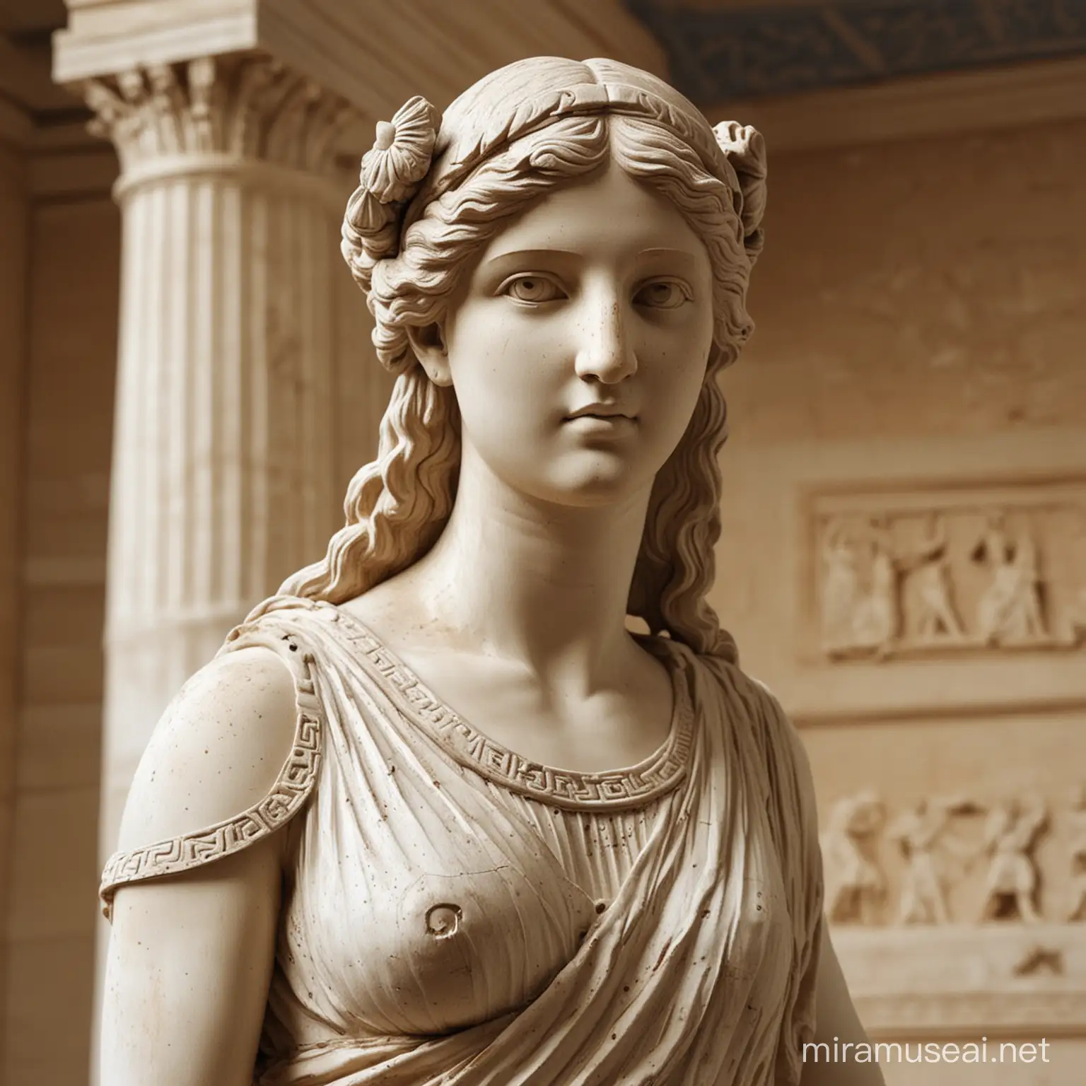 Ancient Greek Statue Depicting a Graceful Female Deity