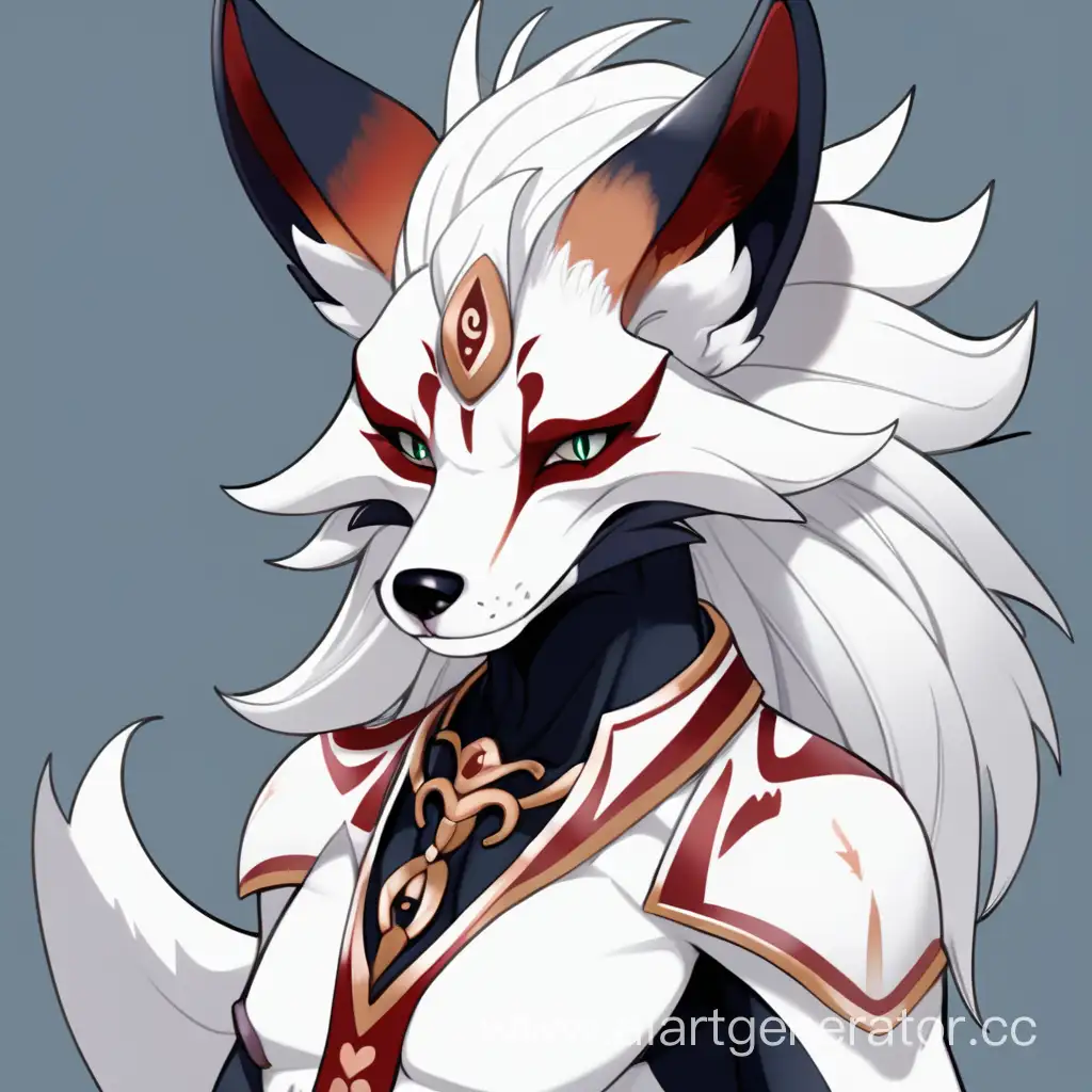 White anthro furry fox demon