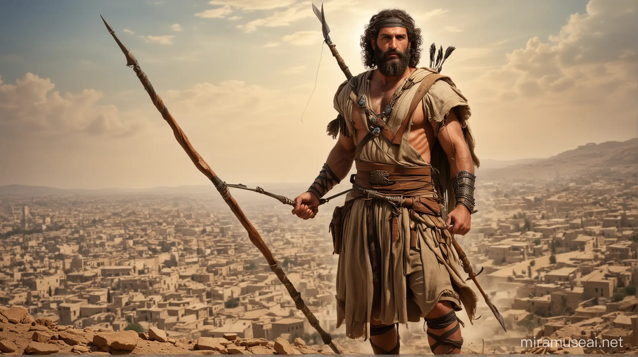 Jewish Warrior with Javelin Historical Moses Era Depiction