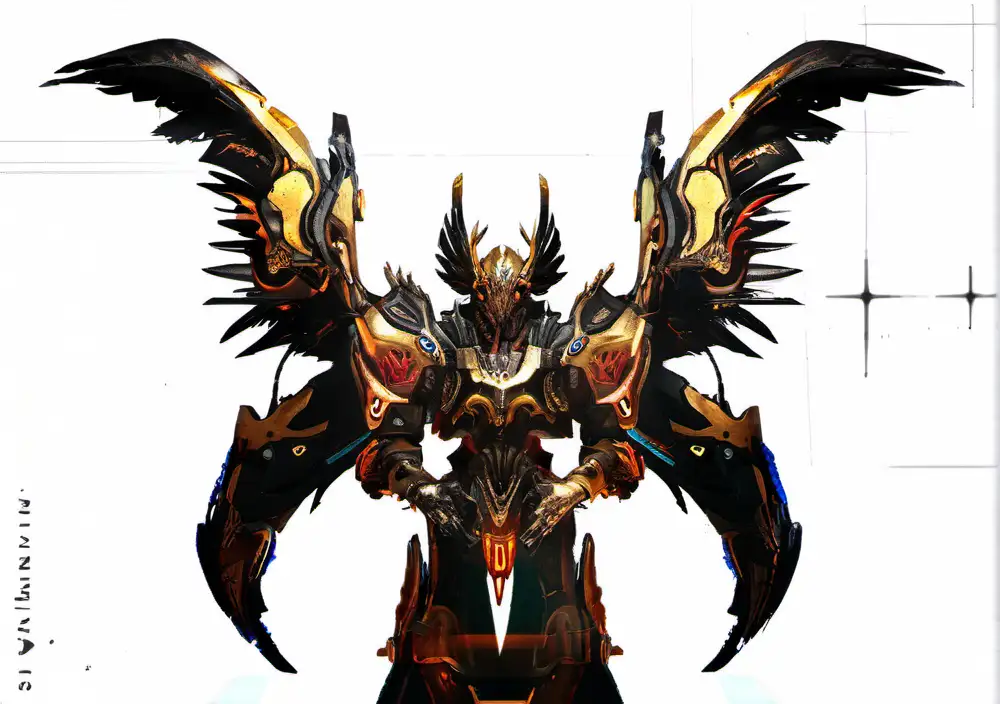 Epic Battle Giant Angel Paladin vs Mechanical Corrupted Angel Demon in Warframe Biome