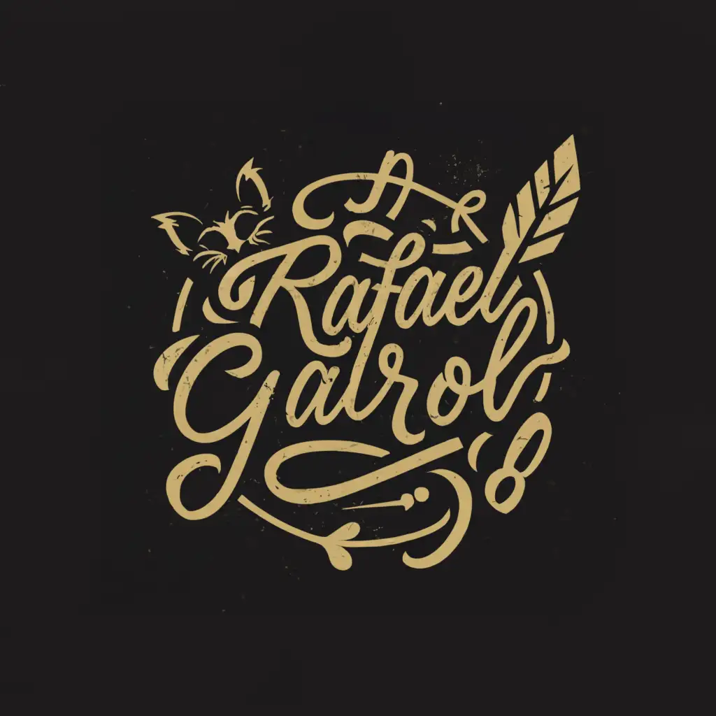 a logo design,with the text "Rafael Garol", main symbol:Write/music/cat,complex,clear background