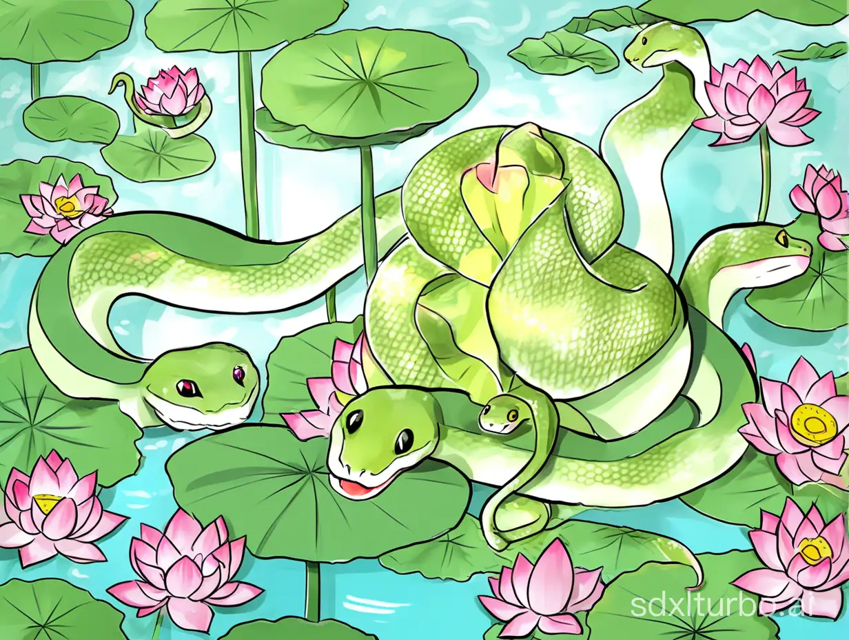 Snake, june, Lotus, sumny
