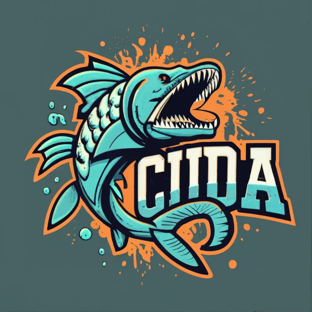 logo, sea theme aggressive gym vibe, with the text "CUDA", typography, be used in Sports Fitness industry strong arm