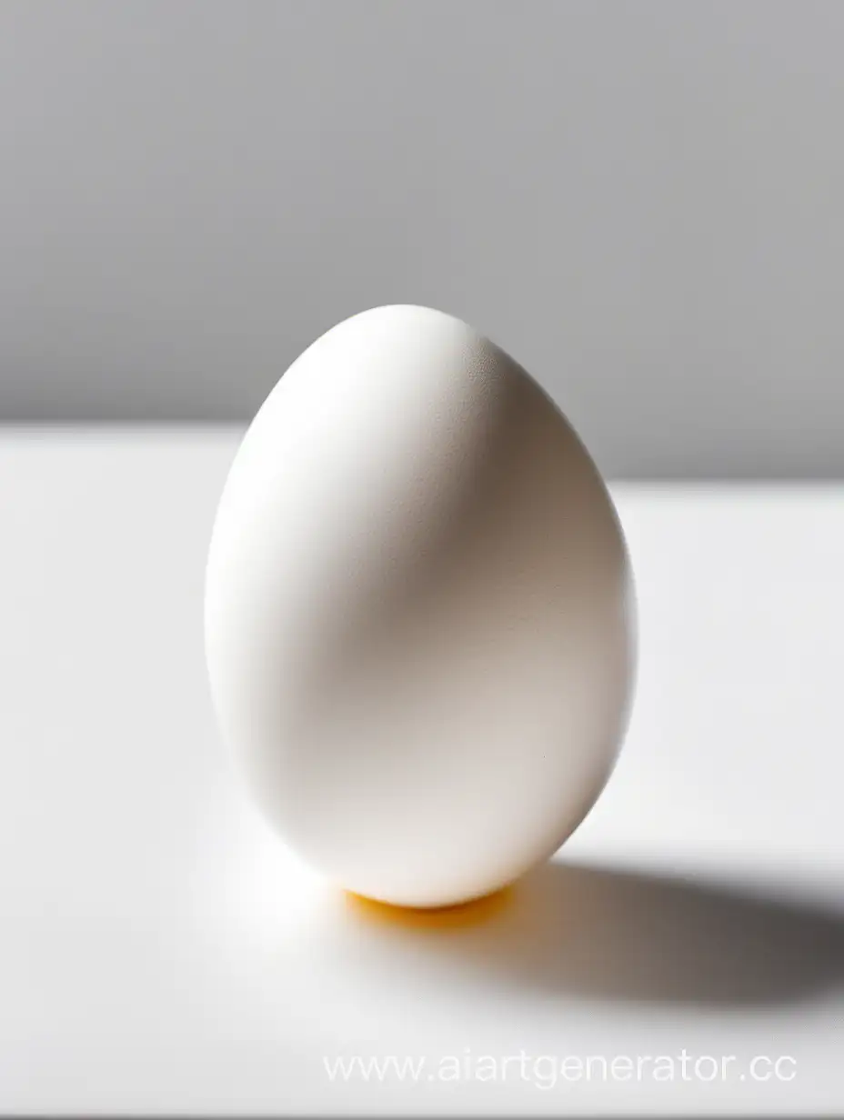Одно куриное яйцо на белом столе