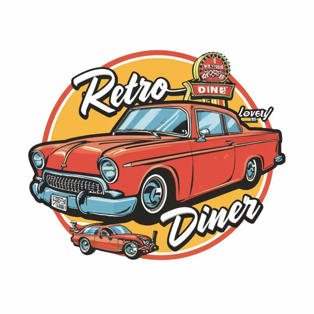 LOGO-Design-for-Retro-Diner-Electric-Colors-and-Graffitithemed-Classic-Cars