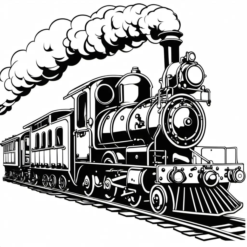 steam train simple outline black and white