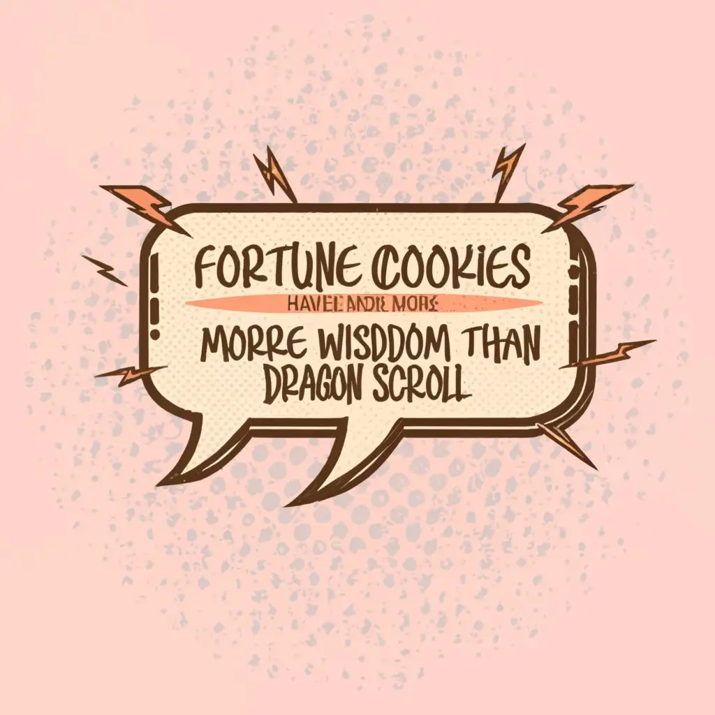 a logo design,with the text "comic speech bubble with text, "fortune cookies have more wisdom than dragon scroll"", main symbol:comic speech bubble with text, "fortune cookies have more wisdom than dragon scroll",Moderate,be used in Entertainment industry,clear background
