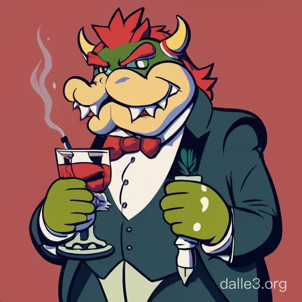 Bowser in a tuxedo