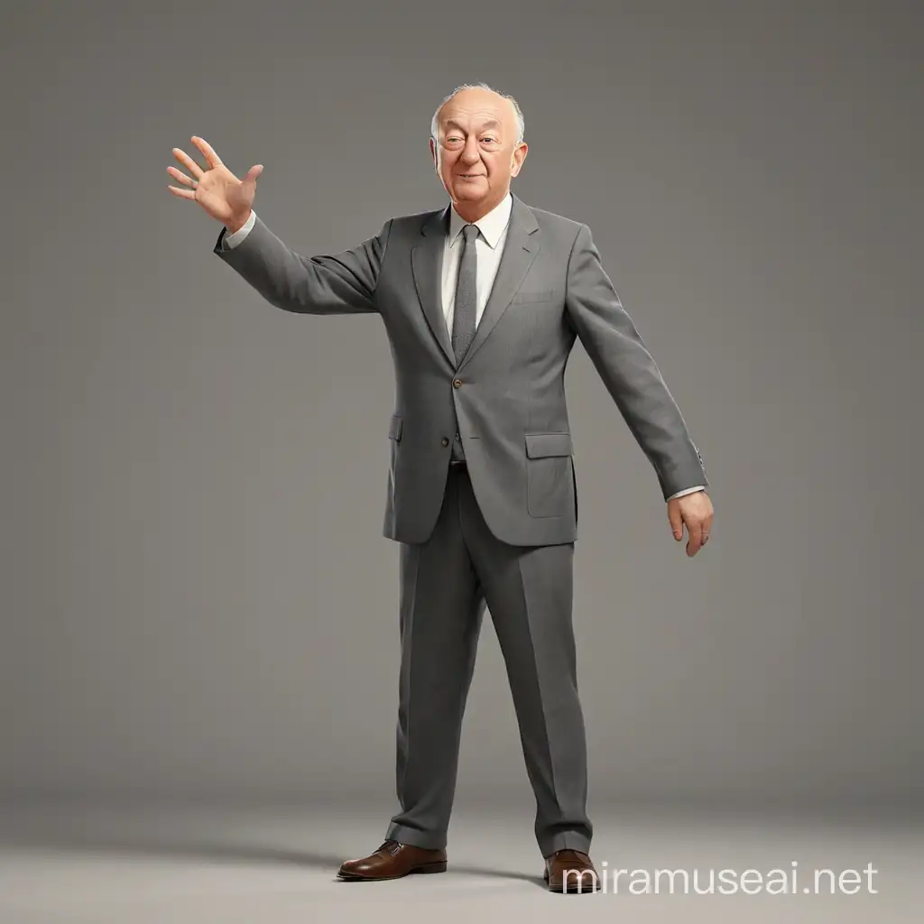 vladimir nabokov. we can see him in full lenght. he is trying to reach the Nobel Prize with his hands. Without background. in realism style, 3d-animation