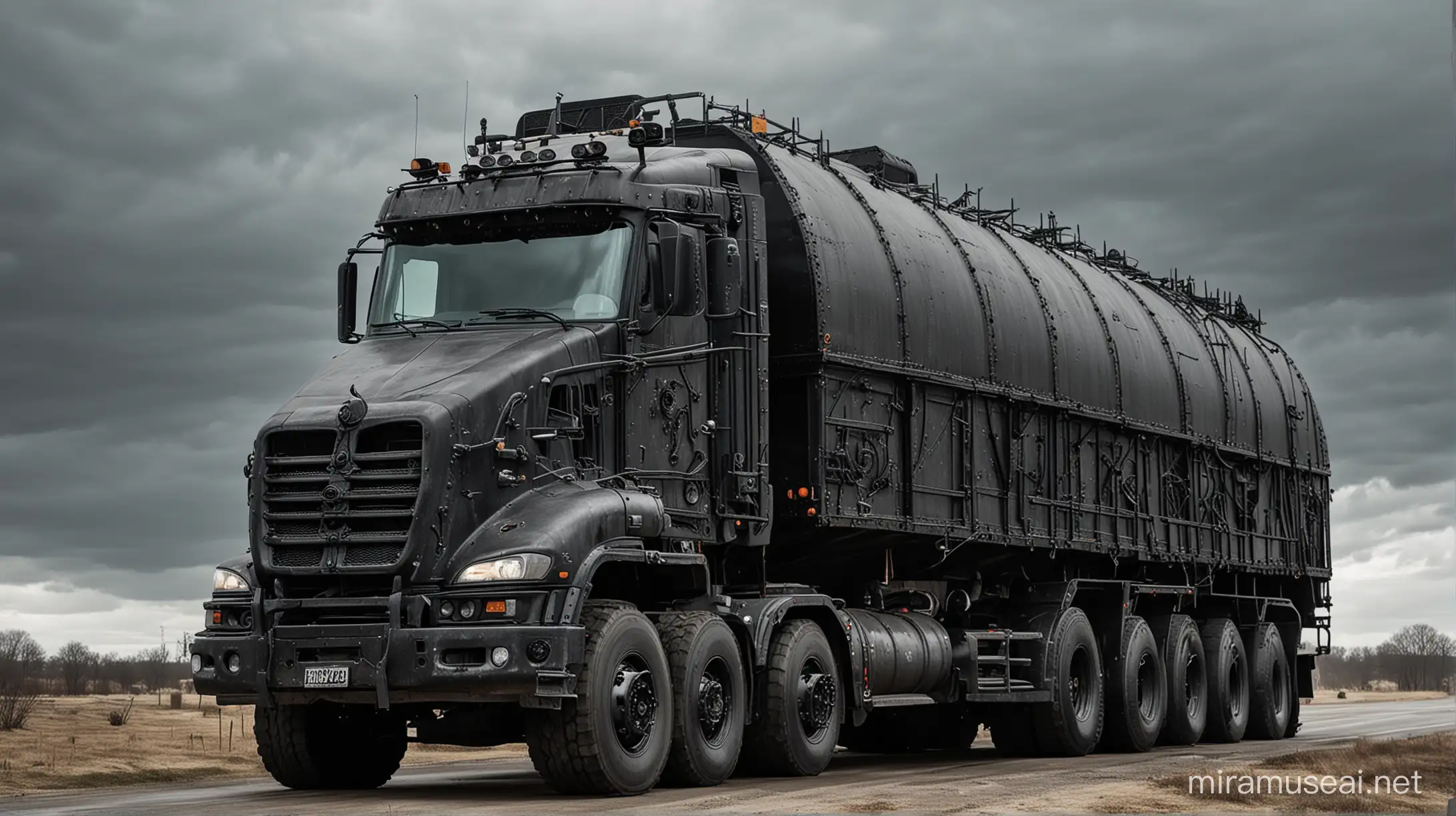 Monstrous Gothic Truck in Urban Landscape