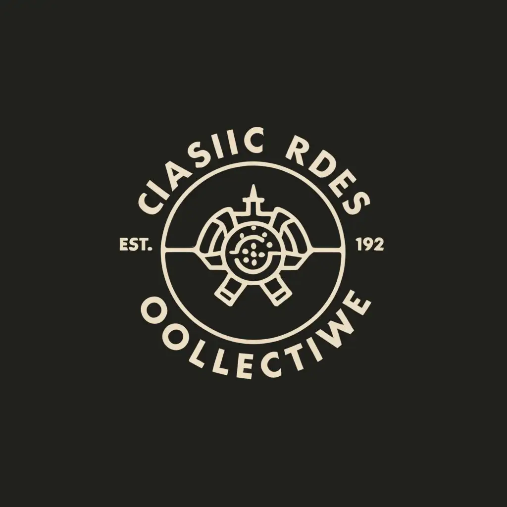 a logo design,with the text "Classic Rides Collective", main symbol:bmw Motorcycle engine,Minimalistic,be used in Automotive industry,clear background