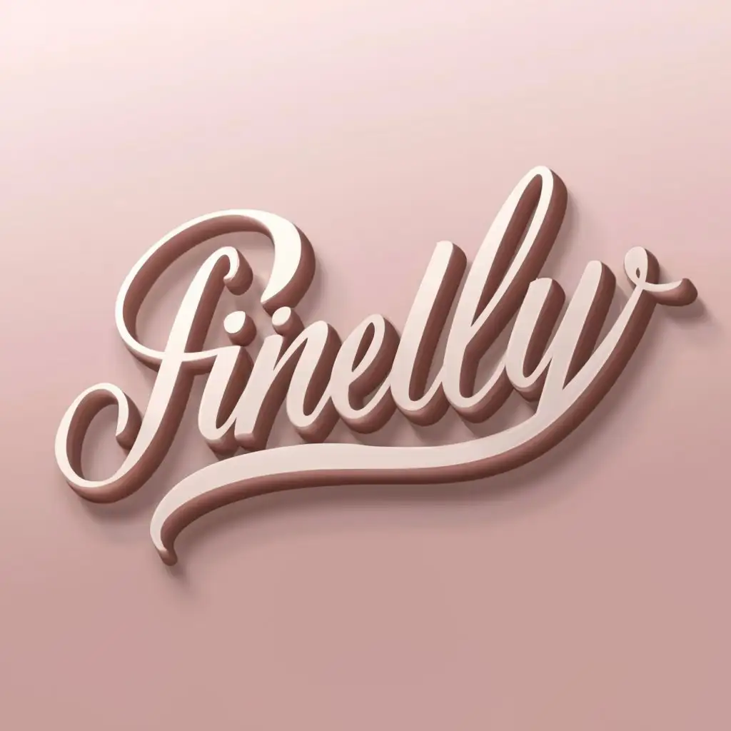 a logo design,with the text "FINELLY", main symbol:Design a 3D logo for an Instagram business page titled "Finelly," specializing in selling bracelets, earrings, and rings. The primary color scheme should include shades of pink and white, or solely pink. Key elements of the logo should feature the name "FINELLY" in a feminine font, ,Moderate,clear background