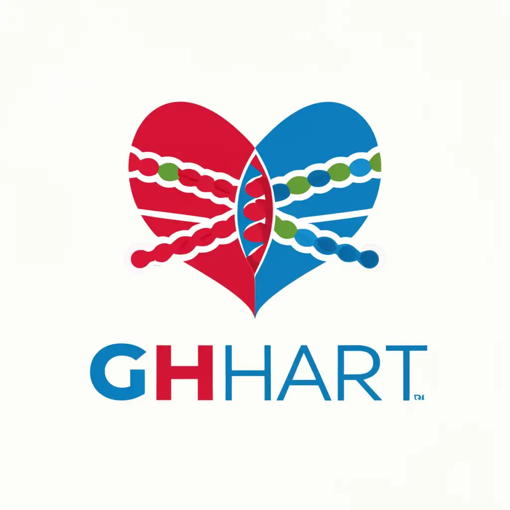 a logo design,with the text "GHART", main symbol:Logo Concept for GHART (Genetic Heart Assessment Research Team):

The logo features a stylized heart symbol, representing cardiovascular health, intricately intertwined with strands of DNA, symbolizing genetics. The heart is depicted in vibrant shades of red, evoking vitality and energy, while the DNA strands are represented in complementary shades of blue or green, denoting precision and scientific inquiry.

Surrounding the heart and DNA motif is a circular border, symbolizing unity and collaboration within the research team. Within the border, the acronym "GHART" is prominently displayed in bold, modern typography, ensuring clear brand recognition.

Overall, the logo communicates the core mission of GHART: to leverage genetic information for the assessment and understanding of cardiovascular conditions, blending expertise in genetics with a focus on heart health and research excellence.,Moderate,be used in Medical Dental industry,clear background