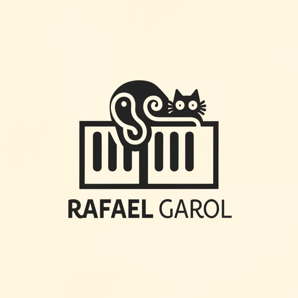 a logo design,with the text "Rafael Garol", main symbol:Piano, music, cat,complex,be used in Automotive industry,clear background